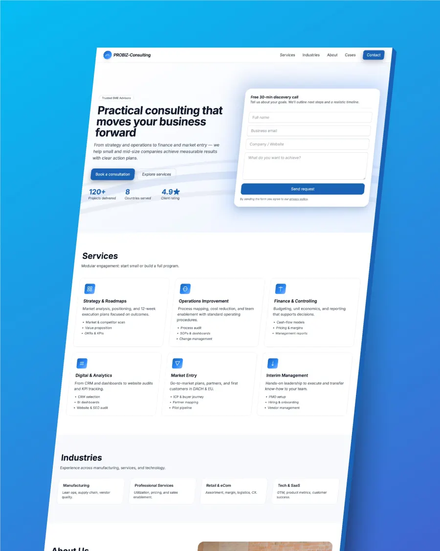 E-commerce landing page for a skincare brand